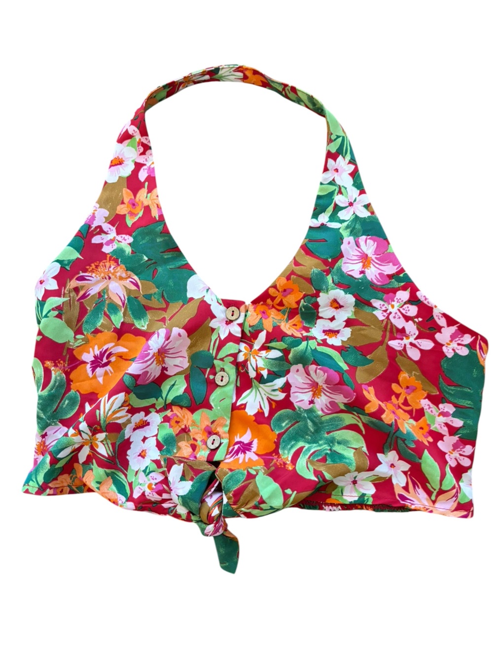 Lily Rose Red, Green & Pink Smocked Floral Top